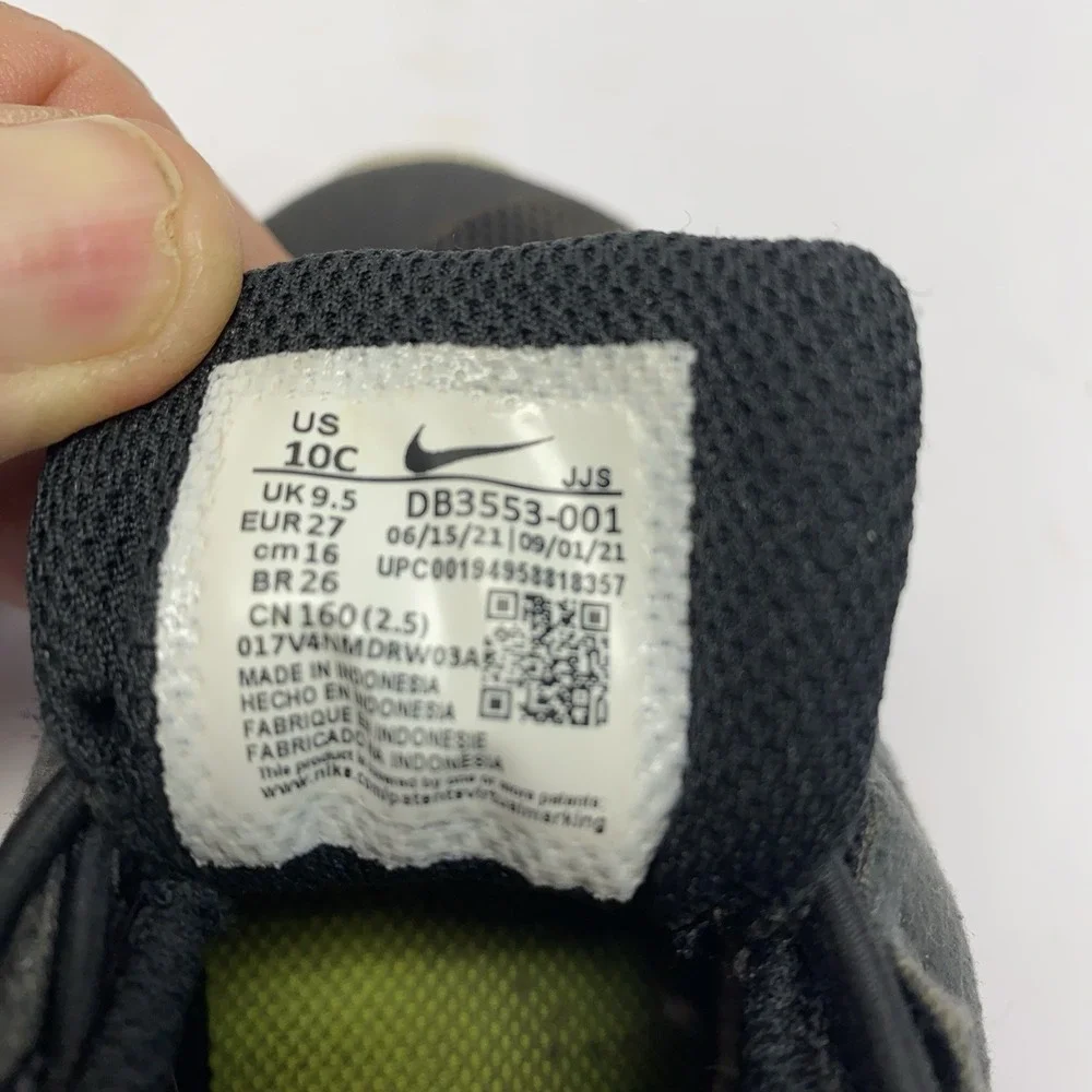 Nike Crater Impact (TD) Kid's 10C Sneakers DB3553-001 Black/Green‎ Boys